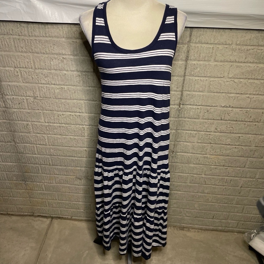 Gap Women Striped Sleeveless Tiered Ruffle Tank Maxi Dress‎ Size Small